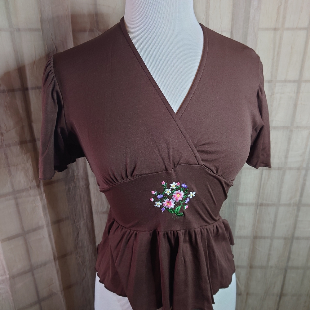 Vintage 1970s Boho Hippie Cropped Top